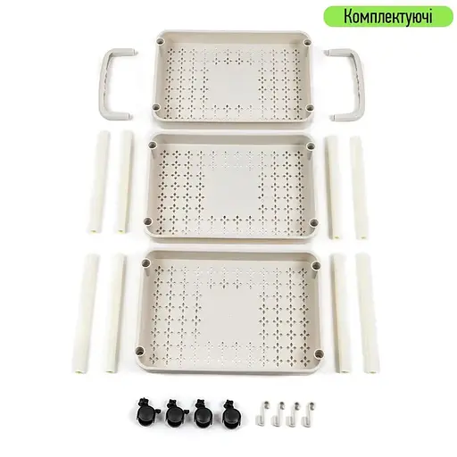 Этажерка Wall Sticker SW-00002435 мобильная трехъярусная универсальная пластиковая 41х25х72 см слоновая кость  - фото 3