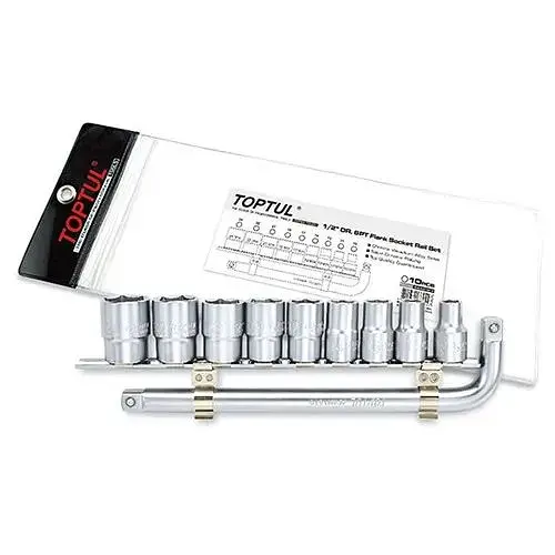 Комплект торцевих головок на планці 1/2, 10-24 мм + Г-обр. комір. Toptul hoz0007627 - фото 1