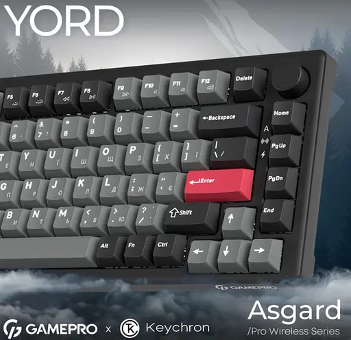 Клавіатура ігрова механічна GamePro MK-266-BK Asgard Yord Keychron Super Red Switch Bluetooth 5.2/2.4 ГГц/USB Black - фото 4