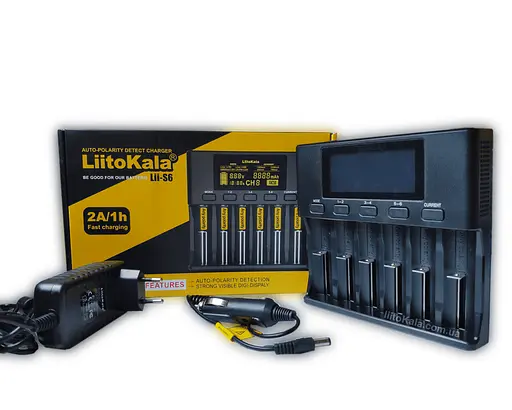 Заряднoe устройство Liitokala Lii-S6 (на 6 каналов) с блоком питания и автоадаптером - фото 5