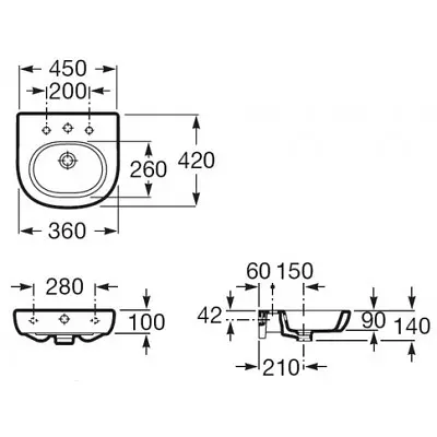 Умивальник Roca Meridian-N A327245000, Білий - фото 2