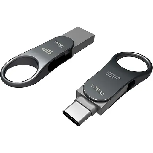 USB флеш-накопитель Silicon Power Mobile C80 128GB USB-A + USB-C 3.2 Silver (SP128GBUC3C80V1S) [134979] - фото 5