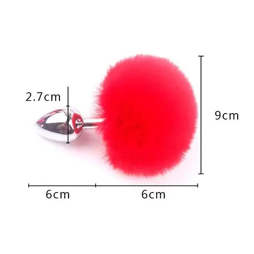 Анальна пробка класична металева з хвостиком 7,5 см BunnyTail Фуксія - фото 2