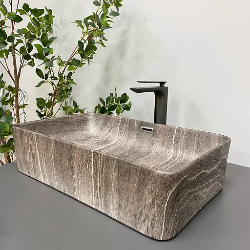 Умивальник VBI Arabba M dark stone matt накладний VBI-013503, Коричневий - фото 4