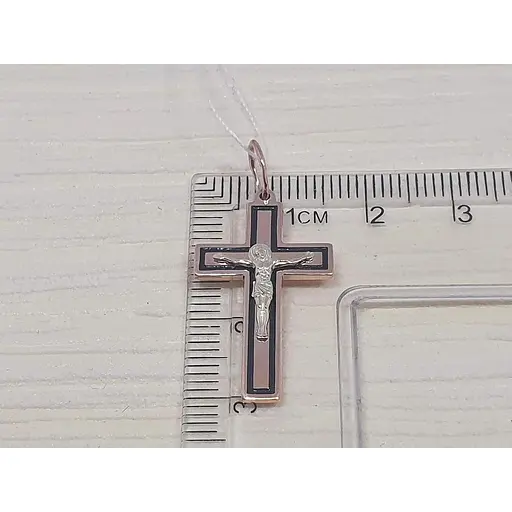 Золотой крестик Харьковская ювелирная фабрика Распятие Христа с эмалью. 173-МЭ - фото 4