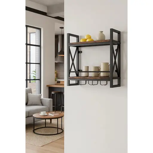 Настенный винный стеллаж Costway Lagom в стиле Loft - фото 3