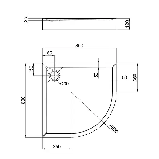 Душовий піддон Qtap Robin 308812C 80x80x12 см + сифон Білий - фото 2