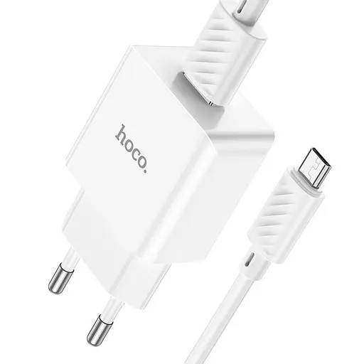Адаптер сетевой HOCO Leisure Micro USB Cable single port charger C106A комплект зарядный белый - фото 5
