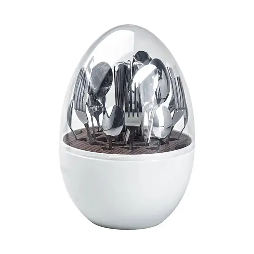 Набор столовых приборов TS Kitchen Белый на 6 персон из нержавеющей стали серебристый 24 штуки в яйце - фото 2