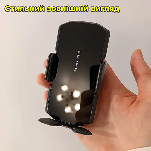 Тримач для телефону в авто. Бездротове заряджання. Кріплення смартфона в автомобіль. Тримач у повітропровід - фото 3