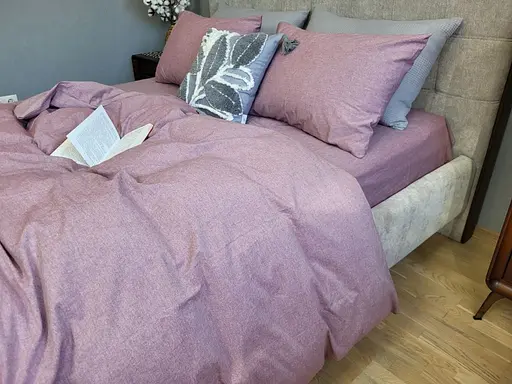 Комплект постельного белья Washed Cotton из вареного хлопка Розовый Маув Mauve - фото 3