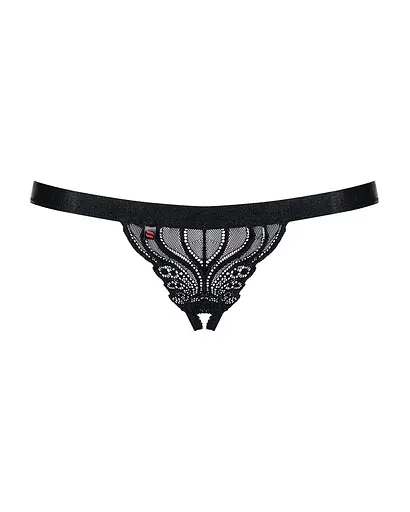 Кружевные танга с доступом Obsessive 828-THC-1 crotchless thong черные S/M - фото 5