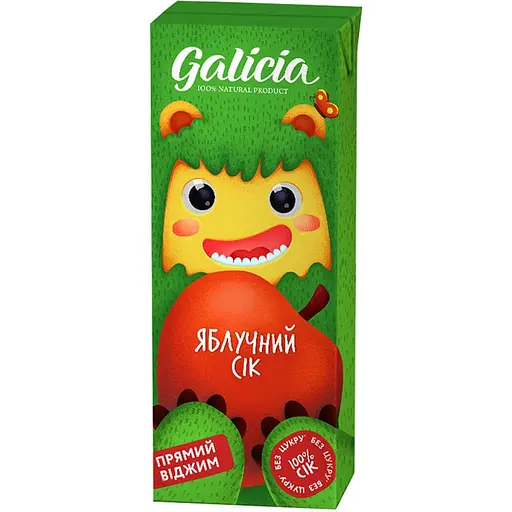 Уцінка. Сік Galicia Яблучний неосвітлений 200 мл (617507)   - фото 1