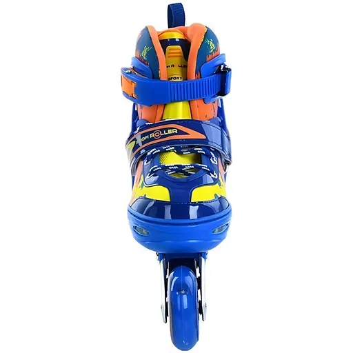 Ролики Profi A4149-M-BL з підсвічуванням, шнурівка + бакля, алюміній, 27-30 сині - фото 2