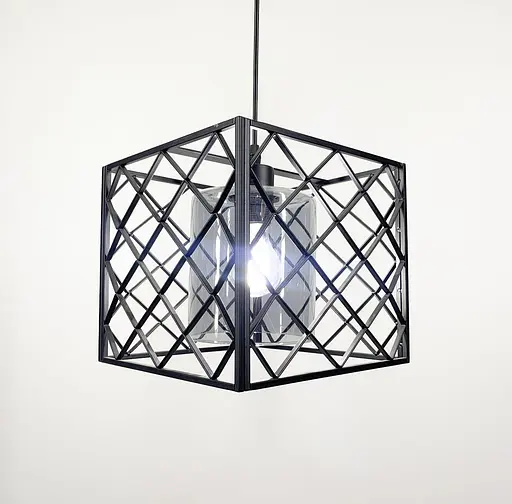 Світильник лофт у геометричному каркасі Line.F Колір плафона Янтарний - фото 3