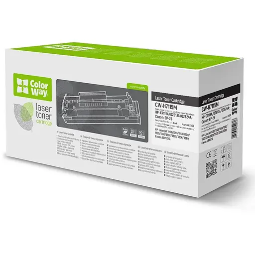 Картридж HP 15A (C7115A), Black, LJ 1000/1005/1200/1220/3300/3380, 2500 стор, ColorWay (CW-H7115M)