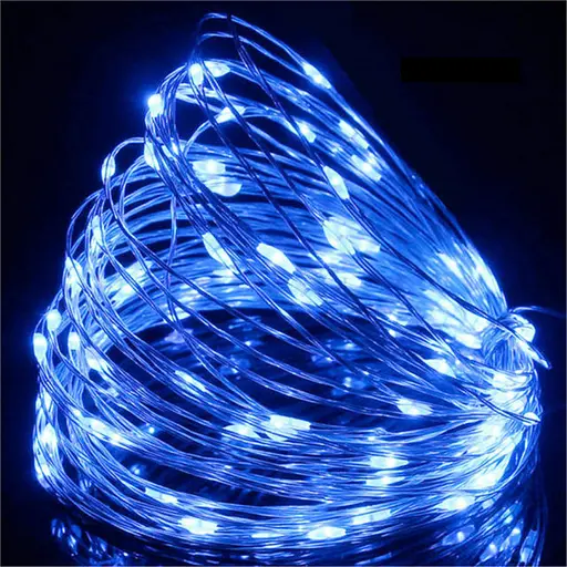 Гирлянда Роса Нить 50 LED на батарейках 5 м Синий - фото 3