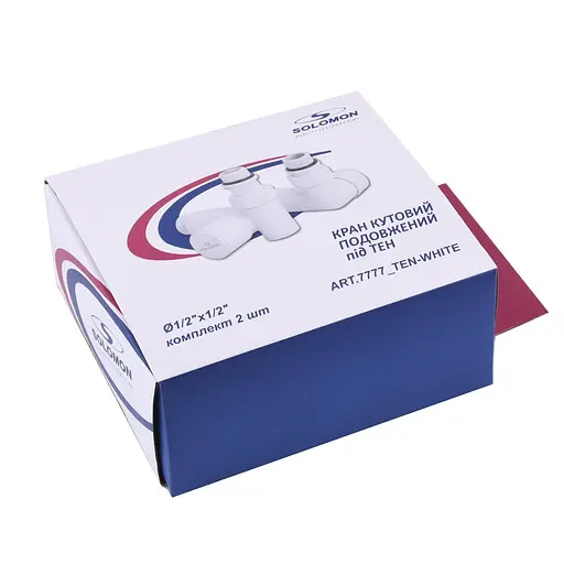 Набір Кран вентильний кутовий з американкою Solomon Lux 1/2″ White 7777 TEN (2шт.) 000020287 - фото 5