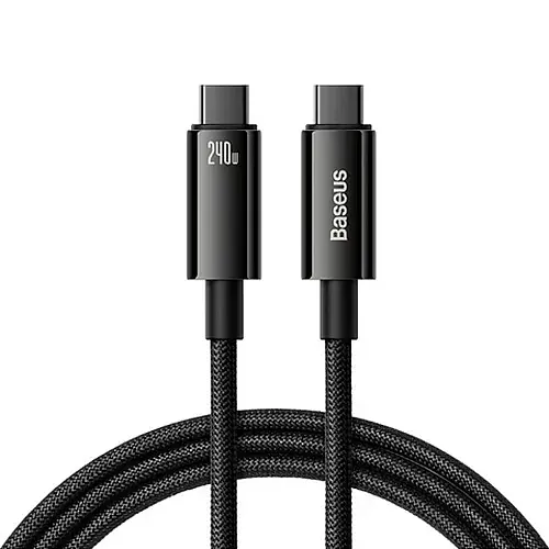 Кабель Baseus Tungsten Gold Type-C to Type-C 240W 1 м (CAWJ040001) чорний - фото 1