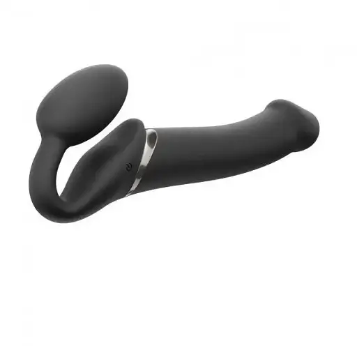 Безремневий страпон Strap-On-Me Vibrating Black L регульований з вібрацією та з пультом ДК діаметр 3.7 см - фото 2