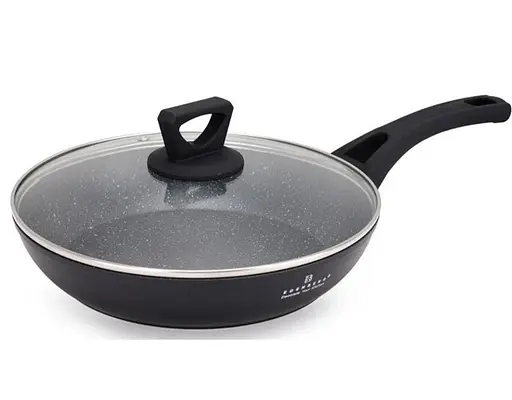 Антипригарная алюминиевая сковорода с крышкой Edenberg EB-7453 ⌀ 22см 1,4л 3-х шаровое мраморное покрытие - фото 1