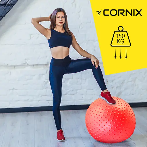 Мяч для фитнеса (фитбол) Cornix 65 см массажный Anti-Burst Red XR-0486 - фото 4