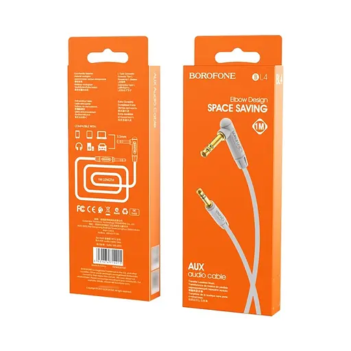 AUX кабель Borofone BL4 Jack 3.5 к Jack 3.5 1 м серый - фото 4