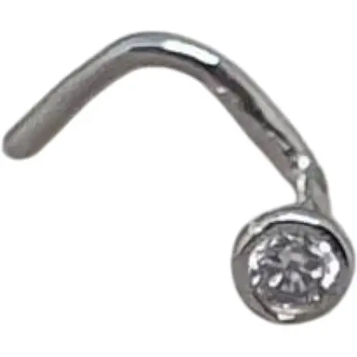 Золотая серьга-пирсинг Астор в нос с фианитом. 2182525Б