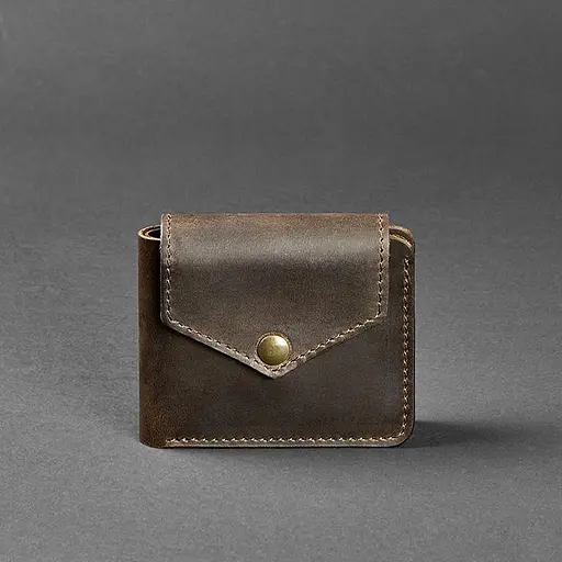 Кожаный портмоне 4.2 на кнопке темно-коричневый Crazy Horse - фото 6