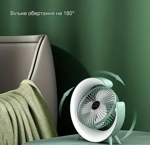 Аккумуляторный настольный вентилятор Fan F2 Портативный складная мини USB ветродуйка LED-подсветка Белый - фото 8