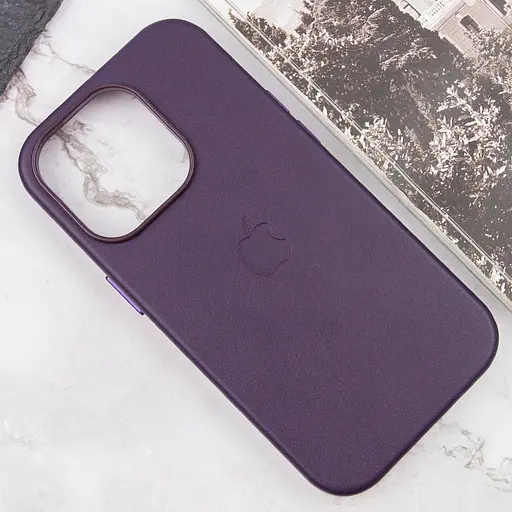 Шкіряний чохол Leather Case (AAA) with MagSafe and Animation для Apple iPhone 14 Pro (6.1) Deep Violet - фото 3