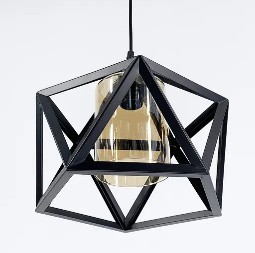 Світильник лофт у каркасі чорного кольору | Line F | Арт. 12203/1 BK+AM - фото 2