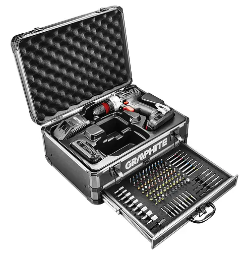 Набор шуруповерт-дрель аккумуляторный Graphite Energy+ кейс18 В 2х2.0 Аг 44 Нм 0-1250 об/мин 7.35 кг - фото 5