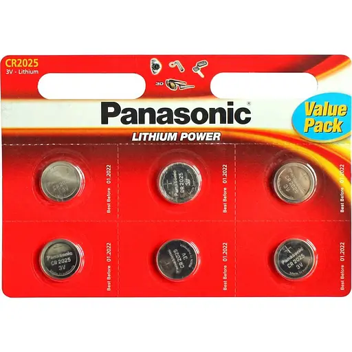 Батарейки Panasonic CR2025 Lithium 3V 6 шт.