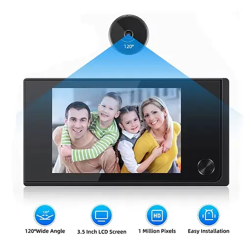Відеовічко дверне цифрове для квартири Kivos SF515 c 3,5" дюймовим екраном, чорне - фото 2