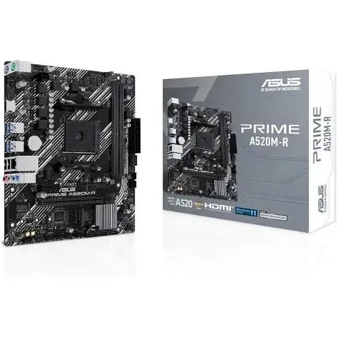 Материнская плата Asus Prime AM4 (A520) A520M-R, A520, 2xDDR4, Int.Video (CPU), 4xSATA3, 1xM.2, 1xPCI-E 3.0 x16, 1xPCI-E 3.0 x1, ALC887, RTL8111H, 6xUSB3.2/4xUSB2.0, HDMI, MicroATX - фото 2