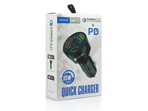 ЗУ для авто 55 ватт 3 порта WGS-G35Y-PD адаптер в прикуриватель QC3.0 - фото 4