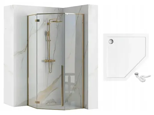 Душевая кабина Rea Diamond 80x80 gold REA-K6615, Золотой, Универсальная, прозрачная - фото 2