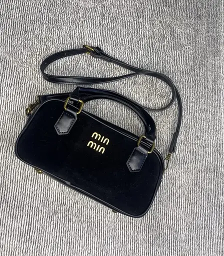 Сумка жіноча замшева зі шкіряними вставками (Чорний) - фото 4