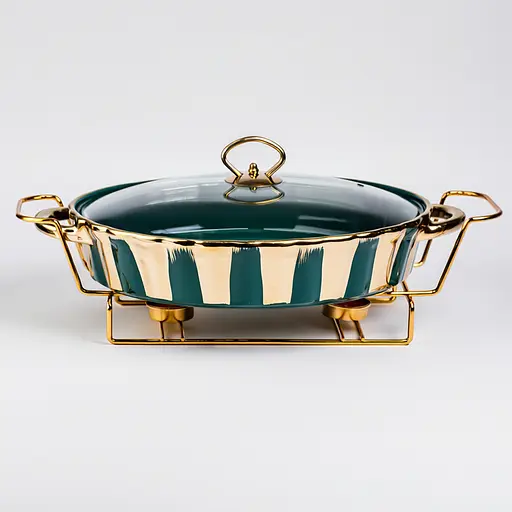 Мармит фарфоровый настольный овальный 2 литра мармитница с подогревом Yiwu JY-7 - фото 2