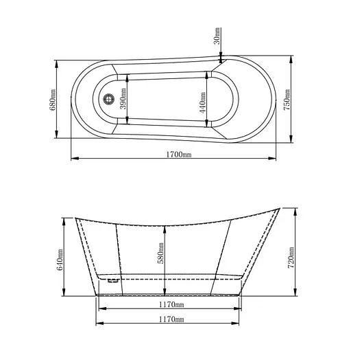 Ванна акриловая отдельностоящая VB Maella 170x75 VB-070517 Белый - фото 2