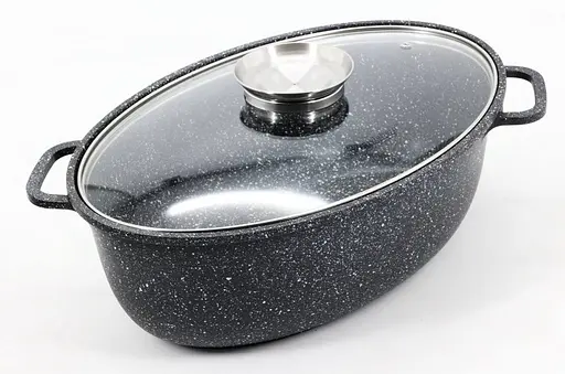 Гусятниця з жаровнею Styleberg ST-3034 з мармуровим покриттям 7 л 3.5 л, 3 предмети Чорний - фото 2