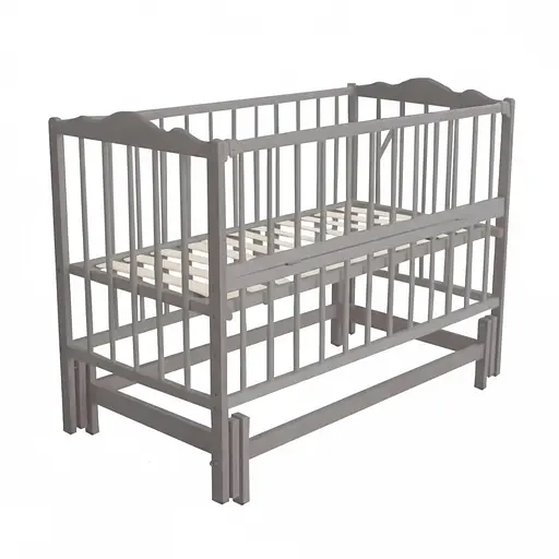 Кроватка детская Ангелина-2 с шарнирно-подшипниковым механизмом и откидной боковиной бук серый