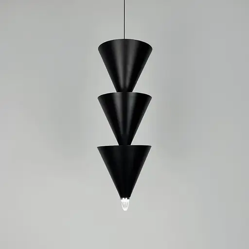 Чорний підвісний світильник із потрійним конусним дизайном Ø 17х50 см | Line F | Арт. MJ347/3 BK - фото 5