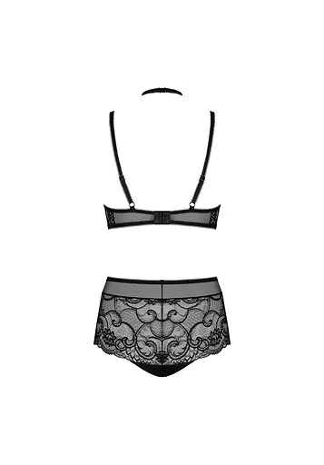 Комплект сексуальної білизни Obsessive Elizenes S/M чорний - фото 6