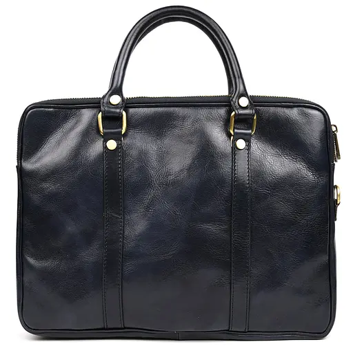 Кожаная сумка Firenze синяя 36х26х7 см sum0028418 - фото 5