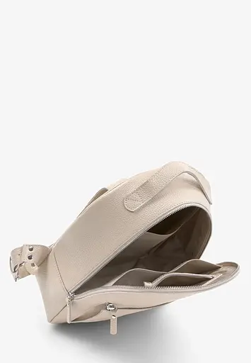 Кожаный рюкзак Groove M светло-бежевый зернистый. - фото 5