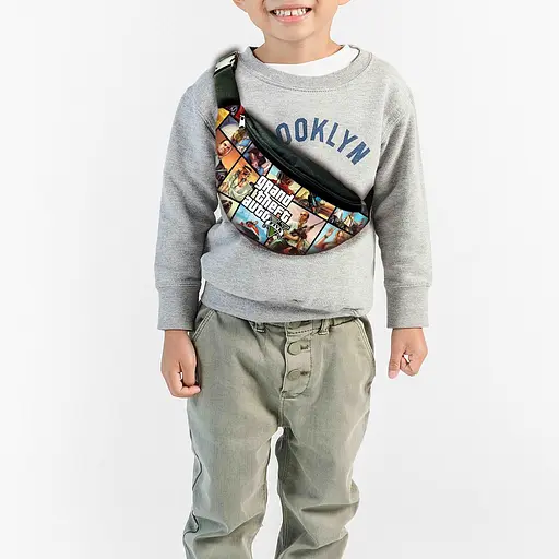 Сумка-бананка  GTA "Grand Theft Auto V" з принтом, 32х15см, дитяча, молодіжна (00050)