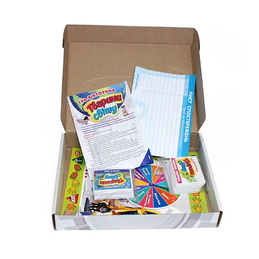 Настільна гра-вікторина "Тварини світу" 12120139 ігрове поле, рулетка. кубик - фото 2