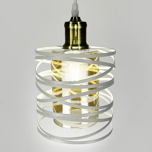 Підвіс у білому корпусі з янтарним плафоном 16х16 см | Арт. 12333/1 WT+AM | Line F - фото 3